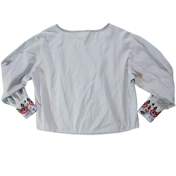 L.O.G.G. Label Of Graded Goods H&M Embroidered Cotton Blouse Women's Size 12 - Picture 6 of 11